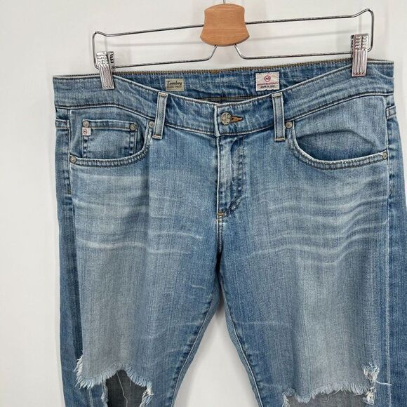 AG Adriano Goldschmied Blue Distressed Tomboy Relaxed Straight Size 31 - Picture 2 of 16